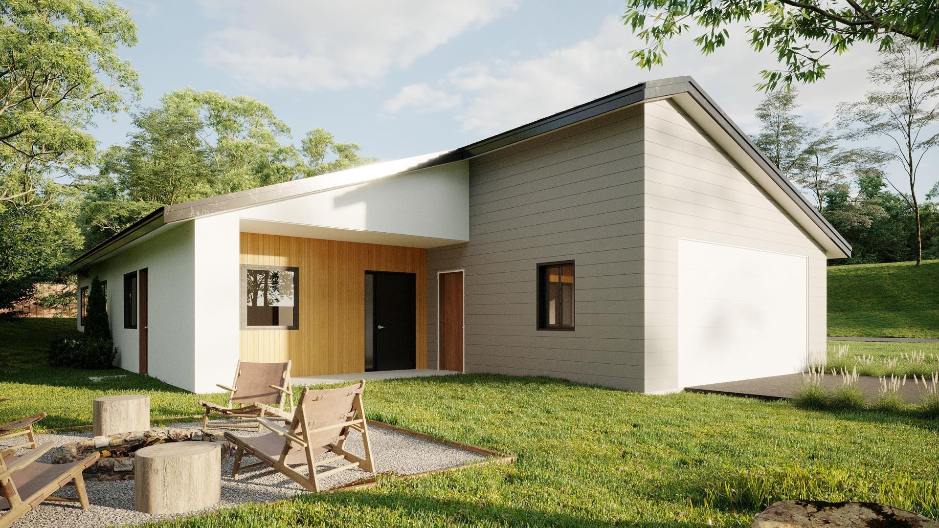 Three Bedroom Front View with Garage