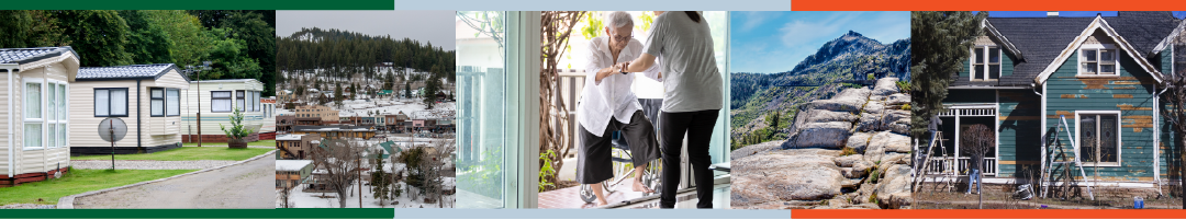 Mobile Homes, Snowy downtown Truckee, Senior being Assisted, Donner Peak, Home Repair