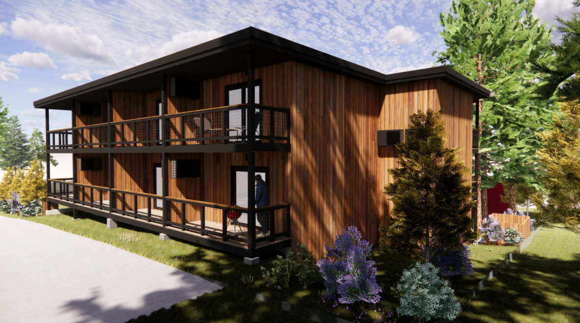 Rendering of Edmunds Loft workforce housing project from the side. 